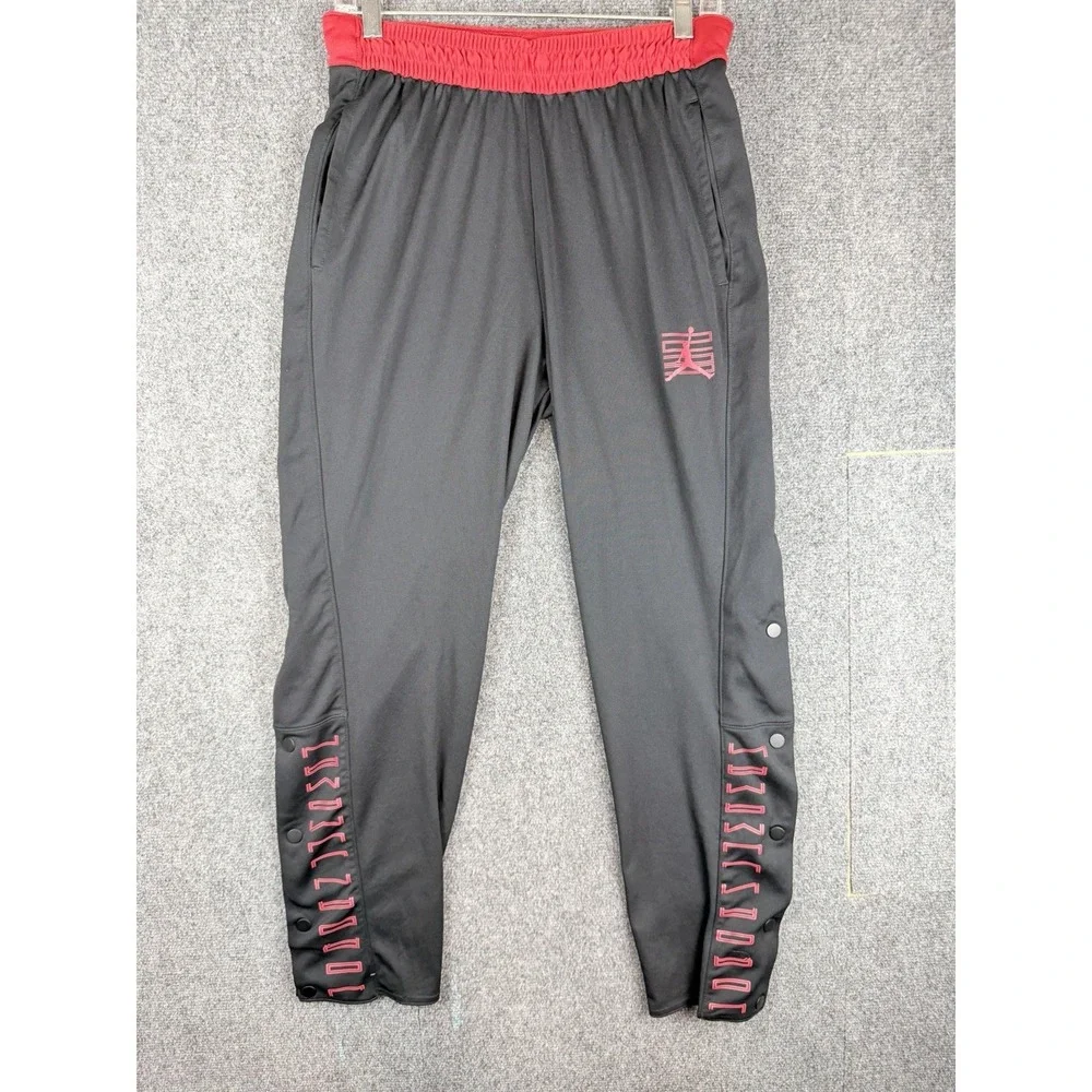 Air Jordan 11 Basketball Tear Away Pants Mens L Black‎ Red BRED Sweatpants
